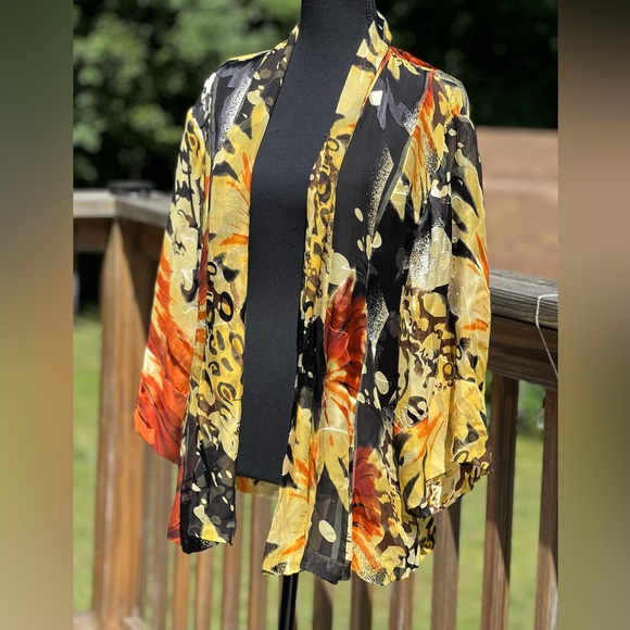 CHICO’S Silk Sheer Open Front Kimono/Cardigan - Picture 5 of 17